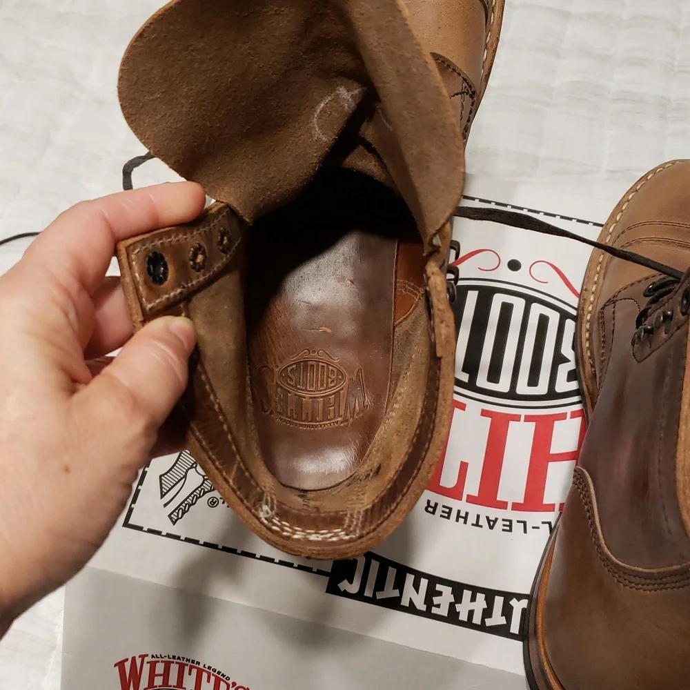 New In Box Brown Mens 8.5D White's Boots - Picture 7 of 12